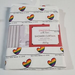 Envogue Rainbow Heart Shower Curtain - White